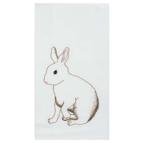 C&F HOME  25" And Brown Cotton Bunny Rabbit Towel In White