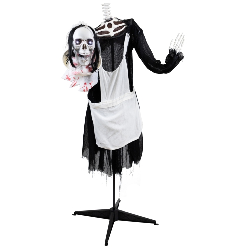 56" Battery Operated Lighted LED Skeleton Maid Animated Halloween Decoration