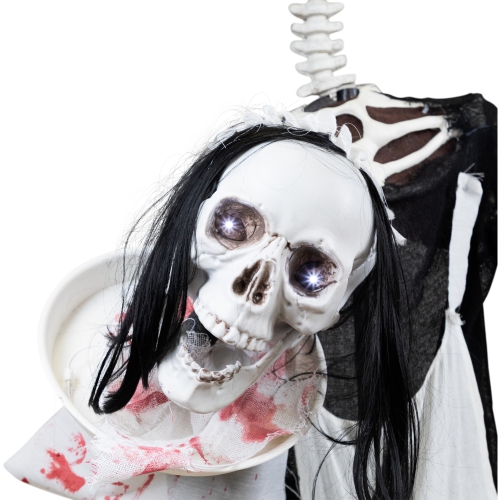 56" Battery Operated Lighted LED Skeleton Maid Animated Halloween Decoration