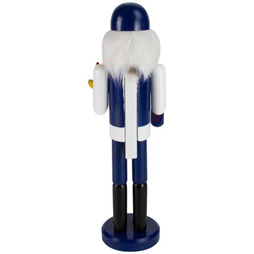 14" Blue and White Wooden Hanukkah Nutcracker with Dreidel and Menorah