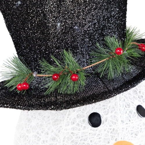 72" White and Black LED Lighted Snowman with Top Hat Christmas Outdoor Decoration