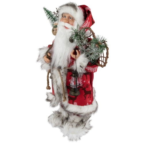 16" Santa Claus with Lantern and Snowshoes Christmas Figure