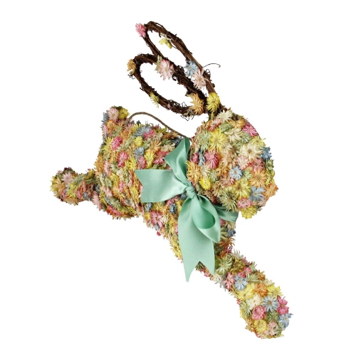 18.5" Running Pastel Floral Bunny Rabbit Spring Door Hanger