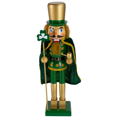 15" Green and Gold Luck of the Irish Christmas Nutcracker