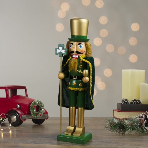 15" Green and Gold Luck of the Irish Christmas Nutcracker