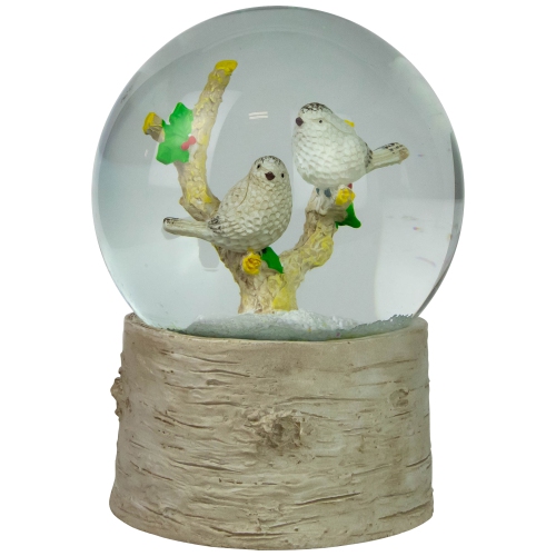 NORTHLIGHT  "5"" Doves On A Branch Musical Christmas Snow Globe" In White