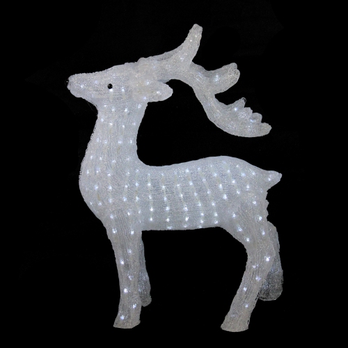 LED Lighted Commercial Grade Acrylic Reindeer Christmas Decoration - 28.5" - Pure White