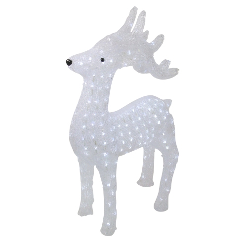 LED Lighted Commercial Grade Acrylic Reindeer Christmas Decoration - 28.5" - Pure White