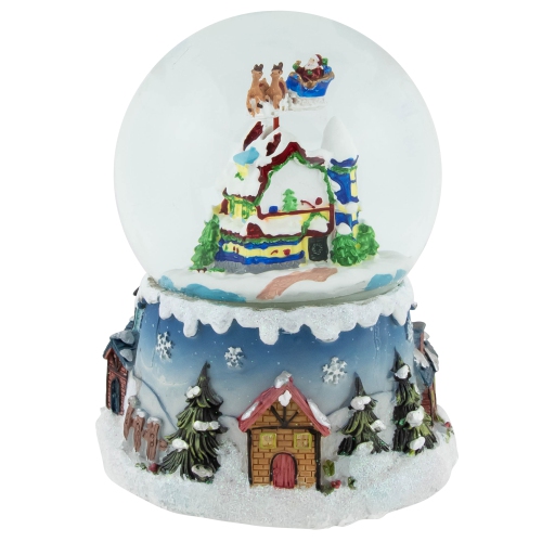 NORTHLIGHT  Santa Claus On Sleigh Snowy Village Musical Christmas Water Globe - 5.5"