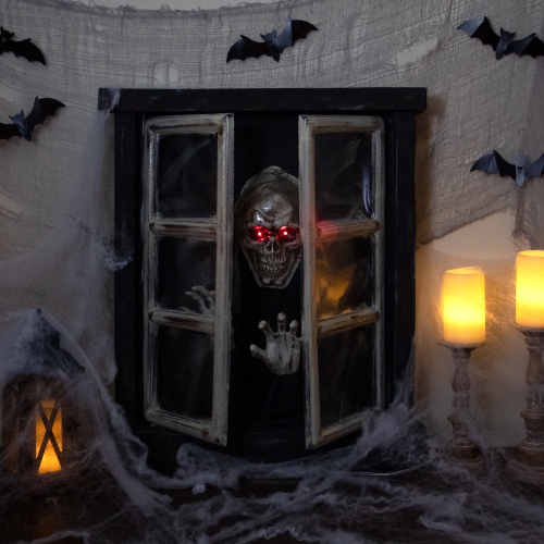 29" Lighted and Animated Opening Window Halloween Decoration
