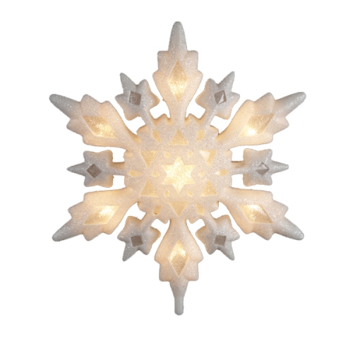 Iridescent Glitter 3-Dimensional Snowflake Christmas Tree Topper - Clear Lights