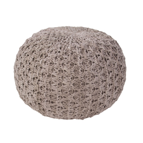 20" Fossil Gray Textured Solid Pattern Spherical Cotton Pouf Ottoman