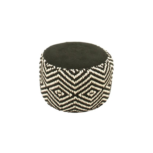 KAEMINGK  19" Urban Life Black And Woven Diamond Footrest Ottoman In White