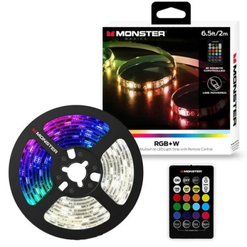 Monster – bande lumineuse à DEL pour l’intérieur MLB7-1027-BLK, 6,5 pi, alimentation USB