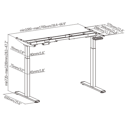 Ergoloop Walnut - White Dual motor electric Sit - Stand desk 59" x 29.5" top with memory adjustments, timer and anti-collision system built on top