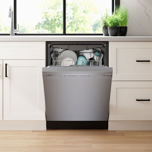 Bosch 24" 46dB Built-In Dishwasher with Stainless Steel Tub & Third Rack (SHE53CE5N) - Stainless Steel