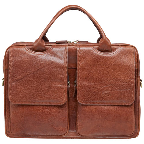 Sac griffé à fermeture à glissière sur le dessus Arizona de Mancini pour portable de 15,6 po - Cognac