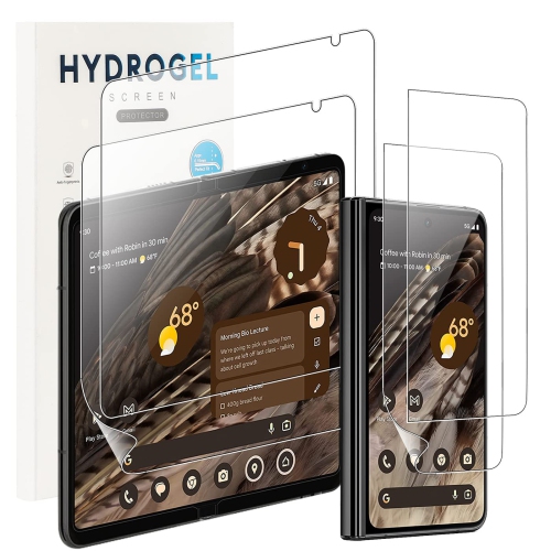 HLD  Screen Protector for Google Pixel Fold 5G, [2+2 Pack] Flexible Soft Tpu Full Coverage 3D Curved Edge Elastic Screen Protector Cover HD Clear