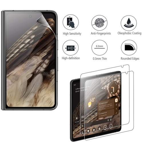 Screen Protector for Google Pixel Fold 5G, [2+2 Pack] Flexible Soft TPU Full Coverage 3D Curved Edge Elastic Screen Protector Cover HD Clear