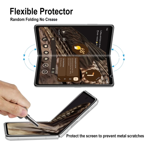 Screen Protector for Google Pixel Fold 5G, [2+2 Pack] Flexible Soft TPU Full Coverage 3D Curved Edge Elastic Screen Protector Cover HD Clear