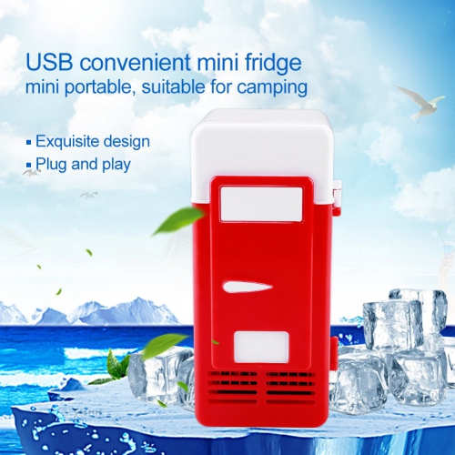Mini USB Fridge - LED USB Refrigerator - Portable Compact Refrigerator - Drinks Beverage Cans,Refrigerator and Heater - For Home,Office, Car(Red)