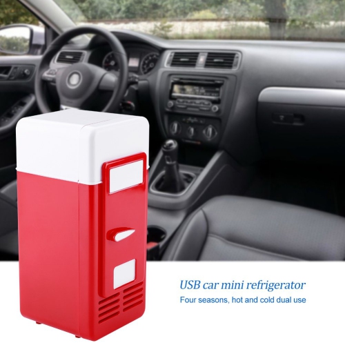 Mini USB Fridge - LED USB Refrigerator - Portable Compact Refrigerator - Drinks Beverage Cans,Refrigerator and Heater - For Home,Office, Car(Red)