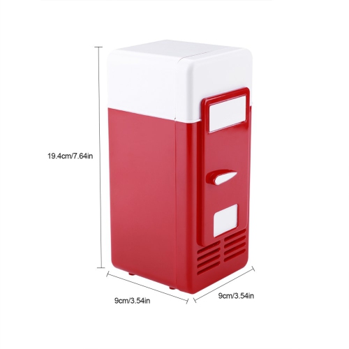 Mini USB Fridge - LED USB Refrigerator - Portable Compact Refrigerator - Drinks Beverage Cans,Refrigerator and Heater - For Home,Office, Car(Red)