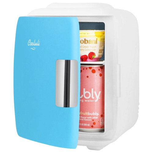 Mini Fridge Electric Cooler and Warmer: AC/DC Portable Thermoelectric System w/Exclusive On the Go USB Power Bank Option (Blue)