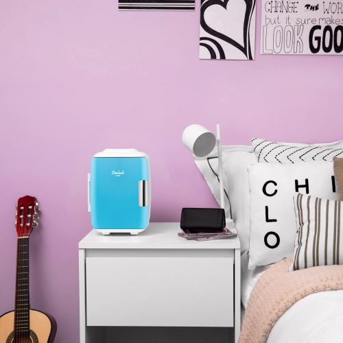 Mini Fridge Electric Cooler and Warmer: AC/DC Portable Thermoelectric System w/Exclusive On the Go USB Power Bank Option (Blue)