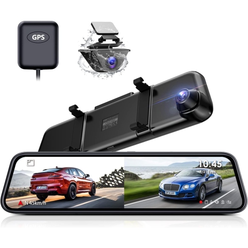 VANTRUE  - M2 12’’ 2.5K Mirror Dash Cam With Gps, Front And Rear View Mirror Camera