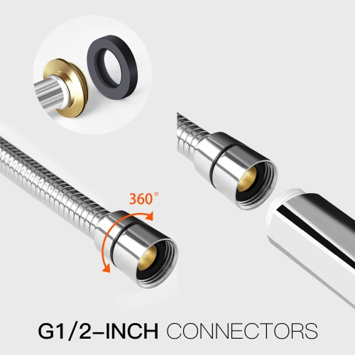 Handheld High Pressure Shower Head, 6 Spray Modes/Settings Detachable Shower Head, Chrome Finish Square Shower Head with Stainless Steel Hose and