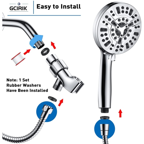 Shower Head with Hose, Shower Head with Handheld, 8 Spray Settings + 2 Power Jet Modes Shower Head, Detachable High Pressure Shower Head with