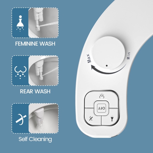 Bidet Attachment for Toilet, Dual Nozzle Non-Electric Fresh Water Bidet Toilet Seat Attachment with Nozzle Self Cleaning, Adjustable Water Pressure