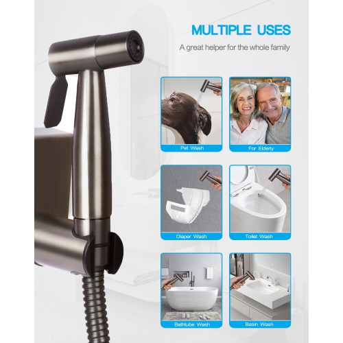 Handheld Bidet Sprayer for Toilet Bidet Sprayer with Adjustable Water Pressure Control for Feminine Wash, Stainless Steel Brushed Nickel Cloth Diaper