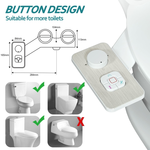 Bidet Attachment - Non-Electric Cold Water Bidet Toilet Seat Attachment with Pressure Controls,Retractable Self-Cleaning Dual Nozzles for Frontal &
