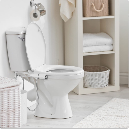 Ultra-Slim Bidet, Non-Electric Dual Nozzle Bidet Attachment for Toilet with Metal Inlet, Fresh Water Pressure Adjustable Bidet Toilet Seat Attachment