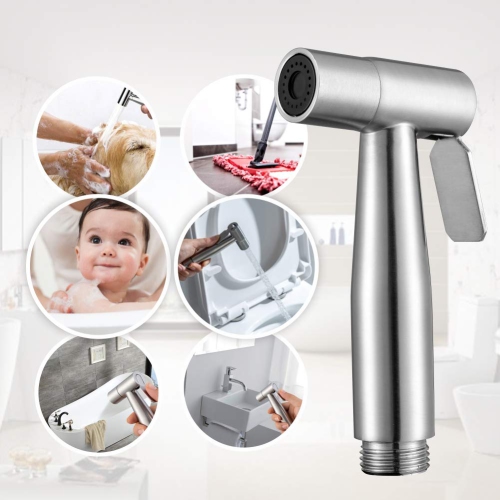 Handheld Bidet Sprayer for Toilet-Adjustable Water Pressure Control with Bidet Hose for Feminine Wash, Stainless Steel Brushed Nickel Cloth Diaper