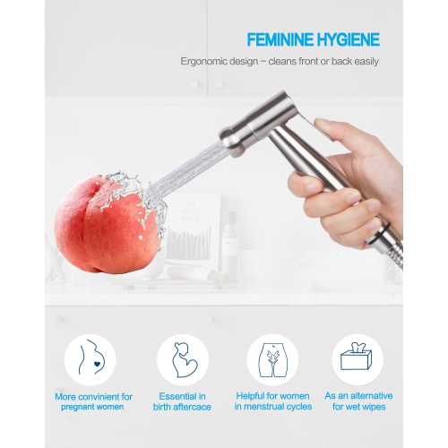 Handheld Bidet Sprayer for Toilet-Toilet Bidet Sprayer with Adjustable Water Pressure Control, Stainless Steel Brushed Nickel Cloth Diaper Bidet