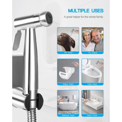 Handheld Bidet Sprayer for Toilet-Toilet Bidet Sprayer with Adjustable Water Pressure Control, Stainless Steel Brushed Nickel Cloth Diaper Bidet