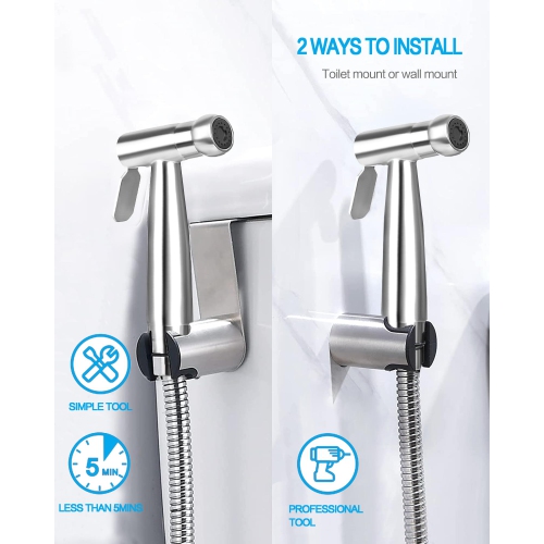 Handheld Bidet Sprayer for Toilet-Toilet Bidet Sprayer with Adjustable Water Pressure Control, Stainless Steel Brushed Nickel Cloth Diaper Bidet