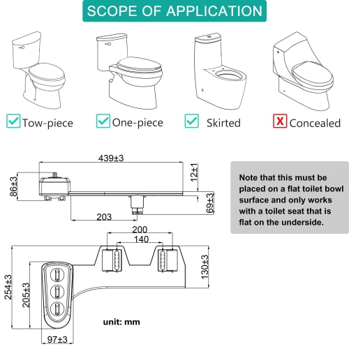 Hot and Cold Water Bidet toilet bidet- Self Cleaning -Dual Nozzle - Non-Electric Mechanical Bidet Toilet Attachment - Adjustable Water Pressure and