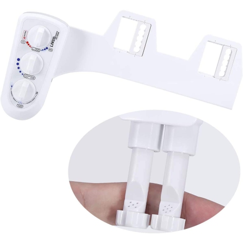 Hot and Cold Water Bidet toilet bidet- Self Cleaning -Dual Nozzle - Non-Electric Mechanical Bidet Toilet Attachment - Adjustable Water Pressure and