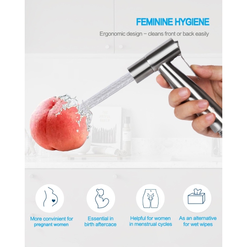Handheld Bidet Sprayer for Toilet-Toilet Bidet Sprayer with Adjustable Water Pressure Control, Stainless Steel Brushed Nickel Cloth Diaper Bidet