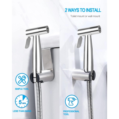Handheld Bidet Sprayer for Toilet-Toilet Bidet Sprayer with Adjustable Water Pressure Control, Stainless Steel Brushed Nickel Cloth Diaper Bidet