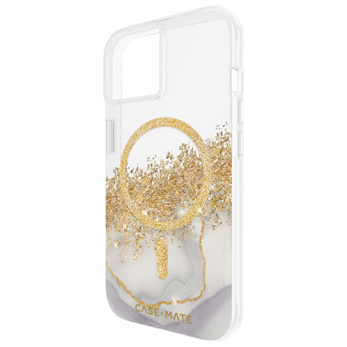 Case-Mate Karat Marble Fitted Hard Shell Case w/ MagSafe for iPhone 16e/15/14/13 - Clear/Gold/Marble