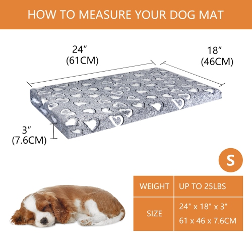 Dog Bed Mat Reversible(Cool & Soft), Stylish 24” Pet Bed Mattress for Dog Crate, Water Proof Linings, Removable Machine Washable Cover, Pet Bed for