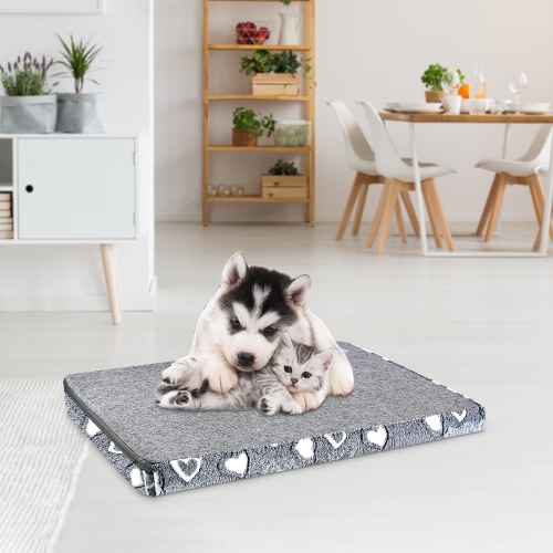 Dog Bed Mat Reversible(Cool & Soft), Stylish 24” Pet Bed Mattress for Dog Crate, Water Proof Linings, Removable Machine Washable Cover, Pet Bed for