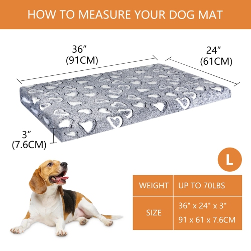 Dog Bed Mat Reversible(Cool & Soft), Stylish 36” Pet Bed Mattress for Dog Crate, Water Proof Linings, Removable Machine Washable Cover, Pet Bed for