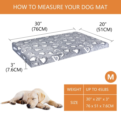 Dog Bed Mat Reversible(Cool & Soft), Stylish 30” Pet Bed Mattress for Dog Crate, Water Proof Linings, Removable Machine Washable Cover, Pet Bed for