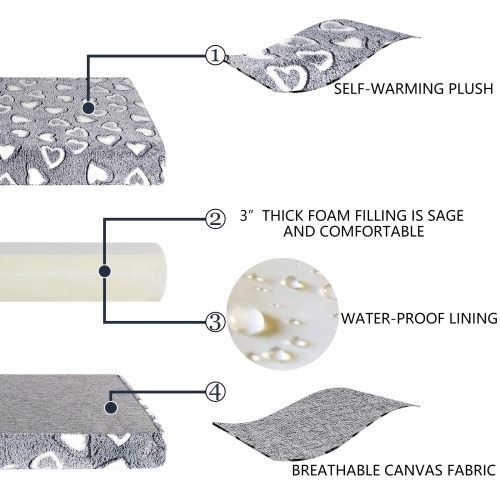 Dog Bed Mat Reversible(Cool & Soft), Stylish 30” Pet Bed Mattress for Dog Crate, Water Proof Linings, Removable Machine Washable Cover, Pet Bed for